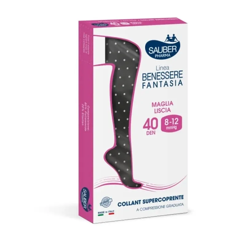 Sauber linia de îngrijire personală – colanți superopaci 40 den (8-12 mmHg), cu buline albe pe fond negru, mărimea 3 Cel mai vândut
