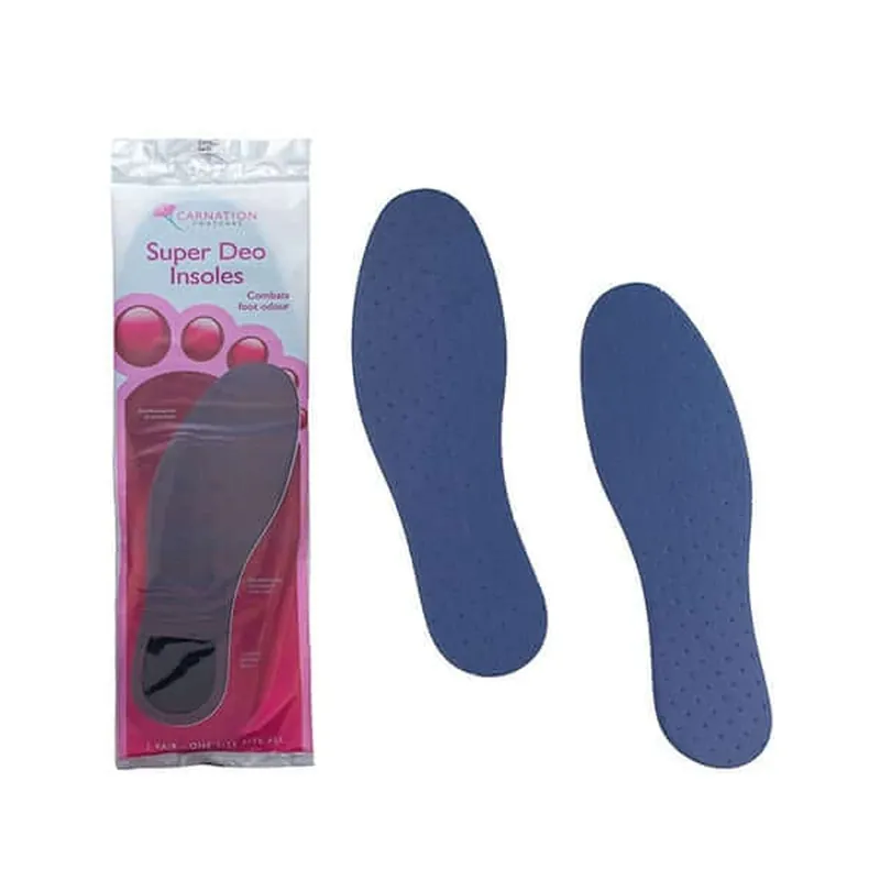Expediere rapidă Carnation Footcare Super Deo Insoles Tălpi speciale antimicrobiene împotriva mirosurilor neplăcute 1 pereche