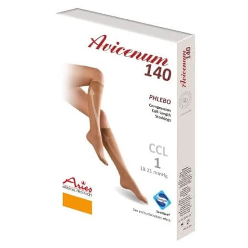 Ciorapi compresivi pana la genunchi Bej Marimea L Normal Phlebo 140, 1 pereche, Avicenum Comandă acum