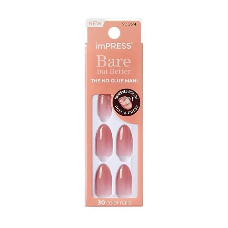 Reducere extra Kiss Bare but better – 30 de unghii false de culoare roz