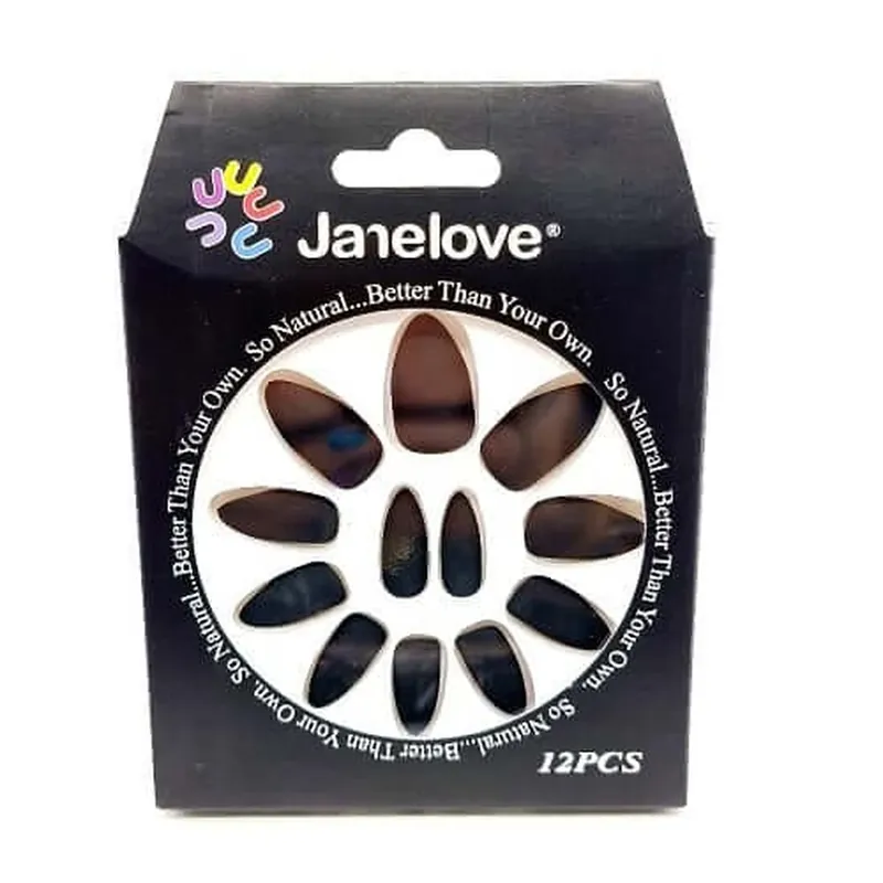 Set 12 Unghii False cu aspect mat, Janelove, Matte, Negru Comandă acum