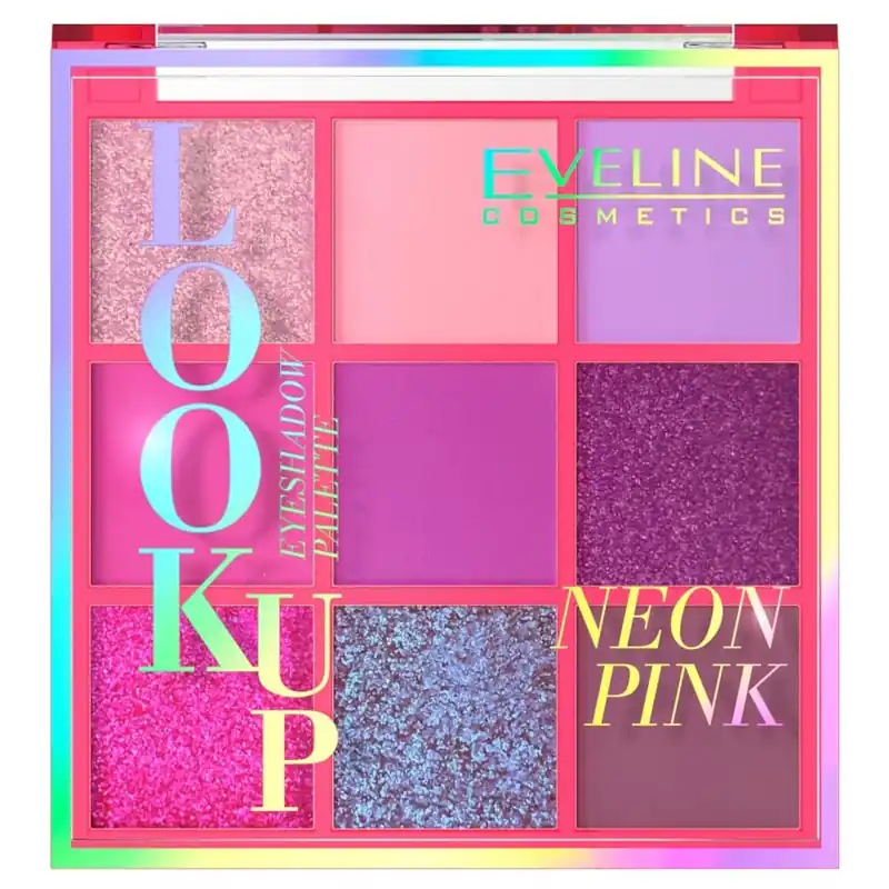 Retur gratuit Eveline Cosmetics Look Up Paletă de 9 farduri de ochi Neon Pink, 10.8g