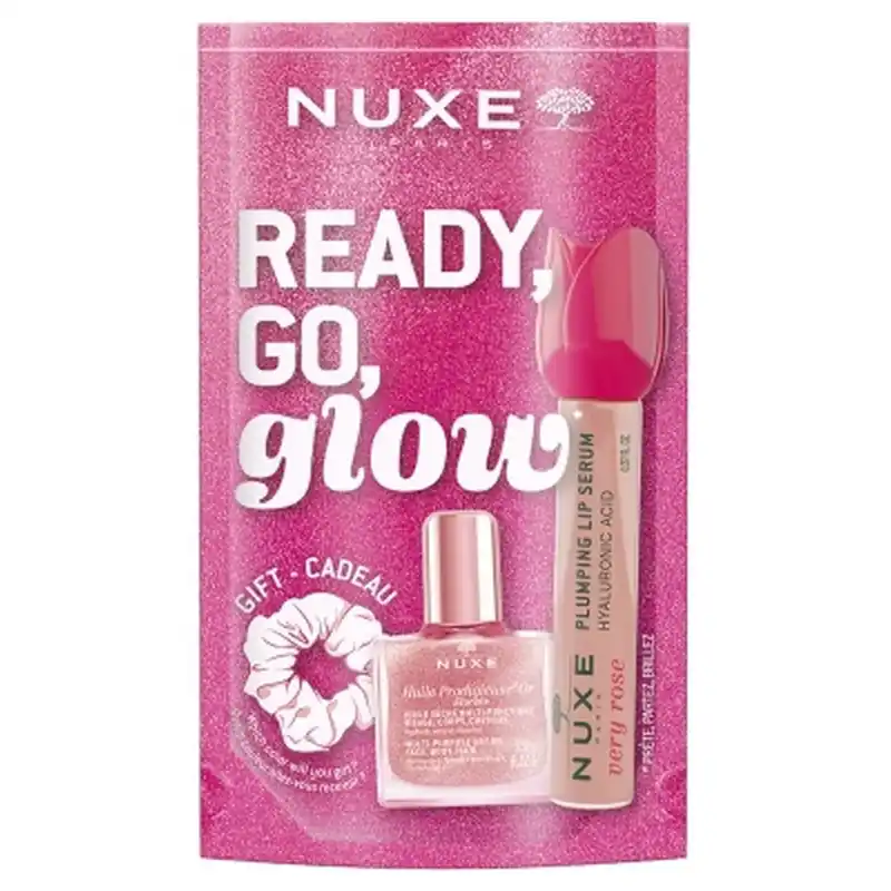 Nuxe Very Rose Ser pentru buze cu efect de volum 8 ml + Ulei Prodigieux Or Florale 10 ml + un elastic pentru păr cadou Nu rata