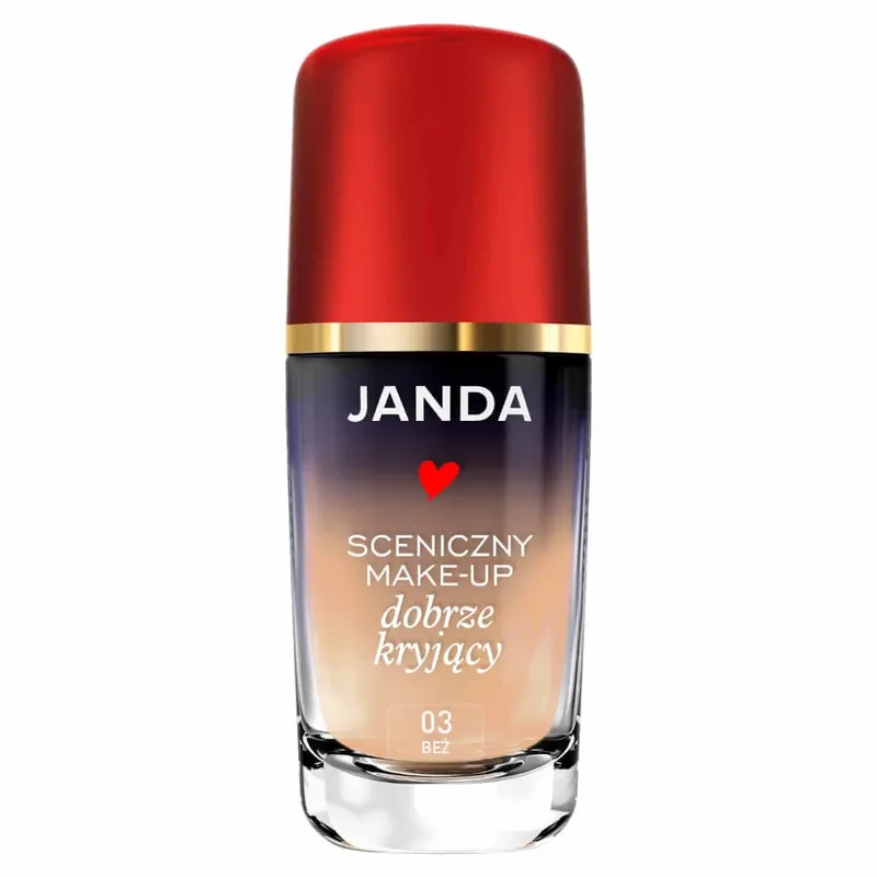 Reducere extra Janda, machiaj de scenă, fond de ten, acoperire bună, 03 bej, 30 ml