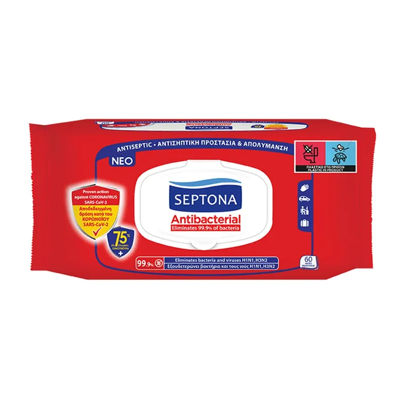 Premium Servetele umede antibacteriene cu 75% ethanol, 60 bucati, Septona