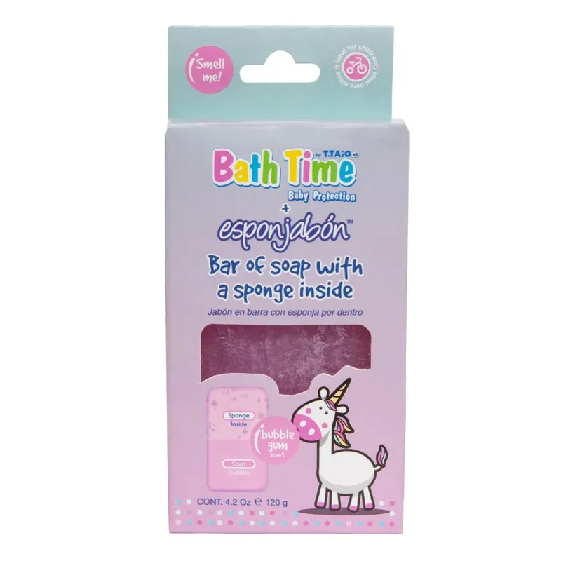 2 in 1 Burete de baie si sapun incorporat, cu parfum de guma de mestecat, Bath Time, Esponjabon, 100 gr Ofertă specială