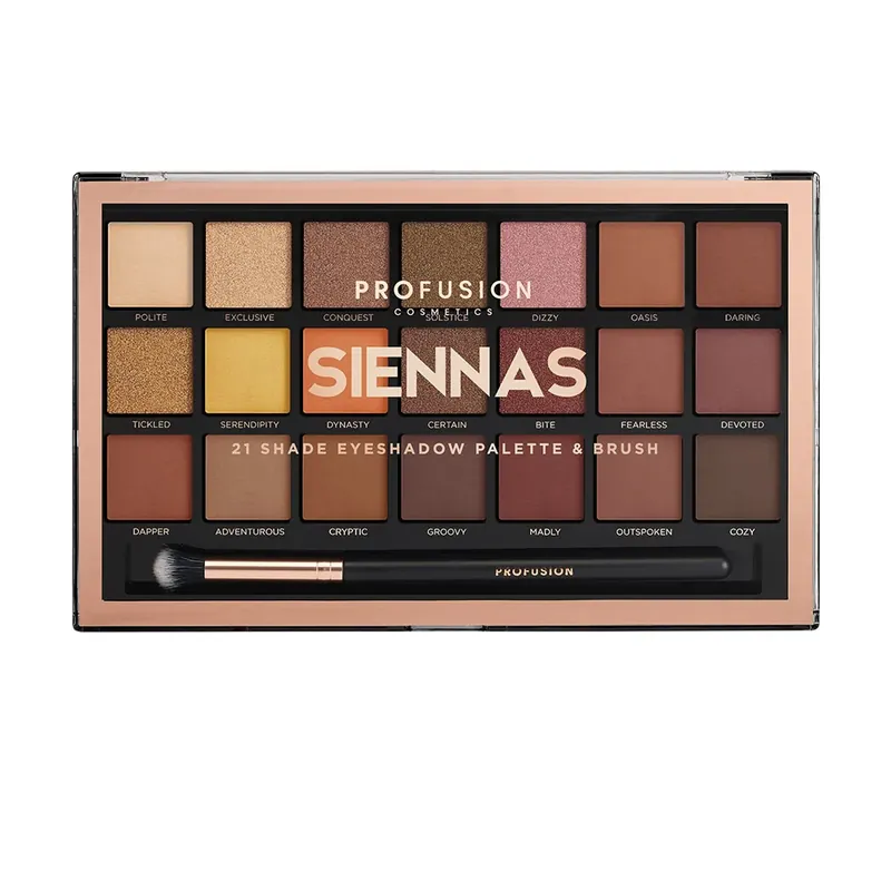 Discount Siennas, Paleta Farduri 21 Nuante si 1 Pensula, Profusion Cosmetics, 245 gr