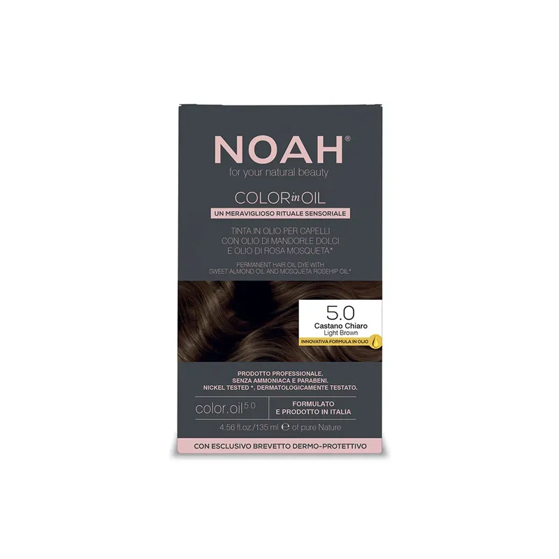 Reduceri Vopsea de par permanenta fara amoniac pe baza de ulei, 5.0 Saten Deschis (Light Brown), Noah Color in Oil, 135 ml