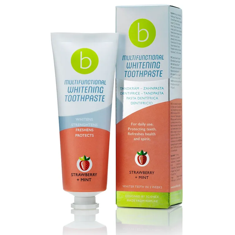 Bestseller Pasta de dinti pentru albire, multifunctionala, Capsuni + Menta, Beconfident, 75 ml