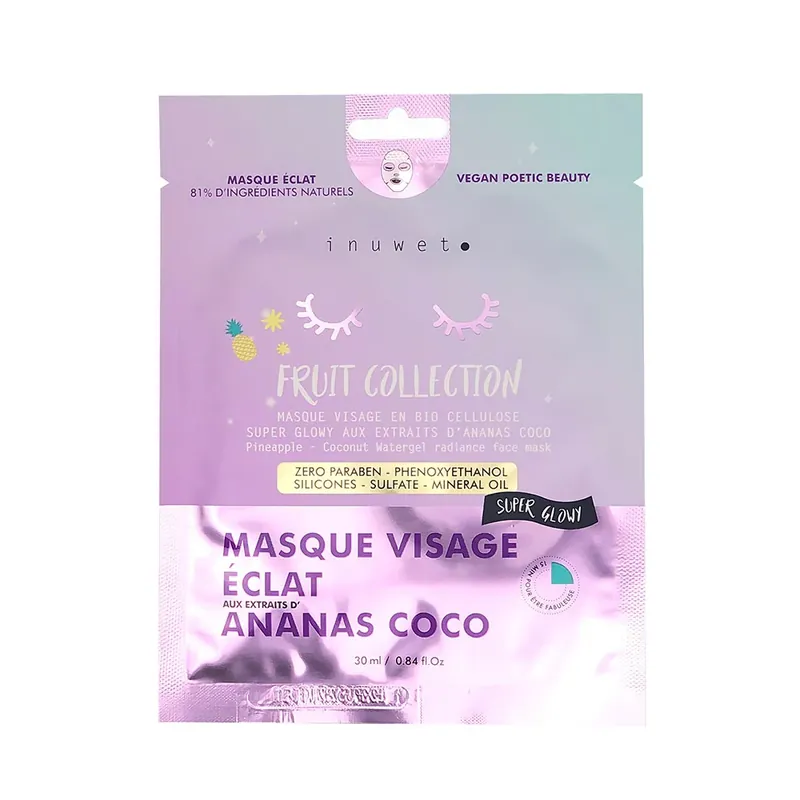 Masca de fata iluminatoare din bioceluloza cu extract de ananas, Fruit Collection, Inuwet, 30 ml Lichidare de stoc