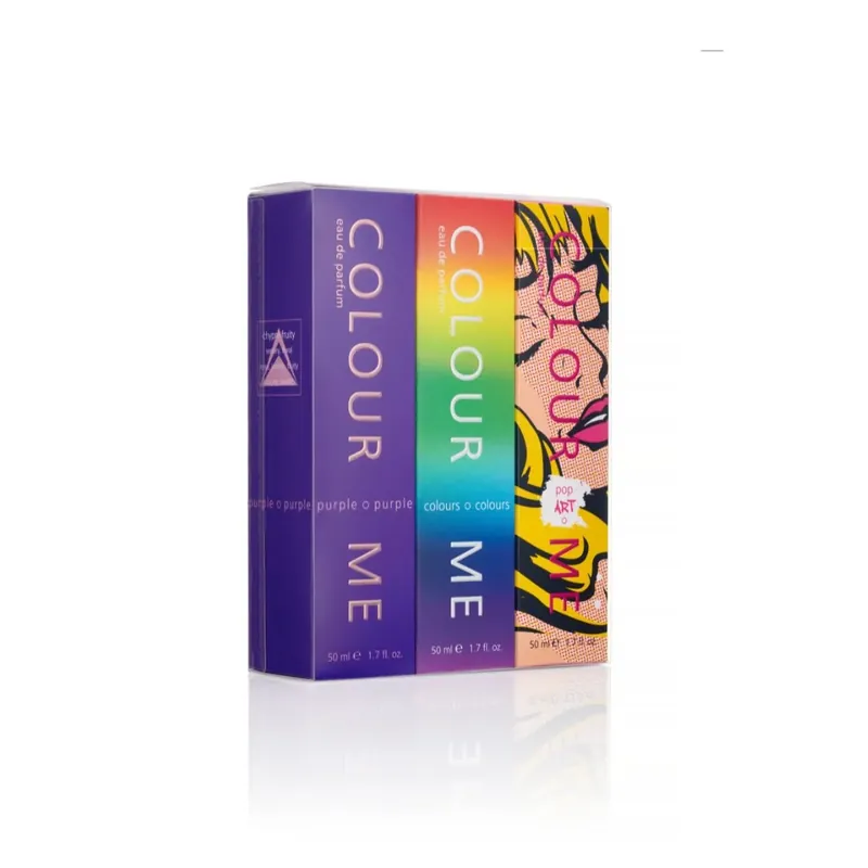 Premium Set cadou parfumuri de dama Colour Me Purple, Colours, Pop Art, Milton-Lloyd Fragrances, 3 x 50 ml