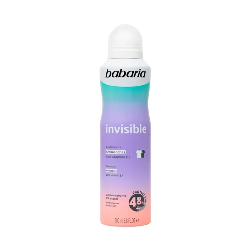 Deodorant spray fara alcool anti pete albe, Invisible, Babaria, 200 ml Retur gratuit